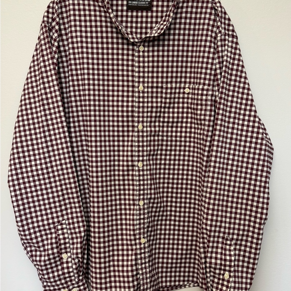 Mountain Khakis Gingham Button Down Shirt Burgundy White Classic Fit Men’s XXL